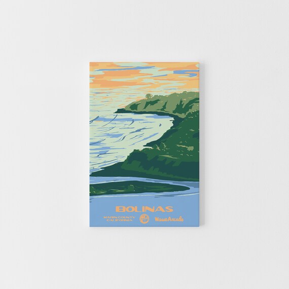 Bolinas Marin County Ca Print National Parks Vintage Style Surf Art Framedunframed Coastal Print