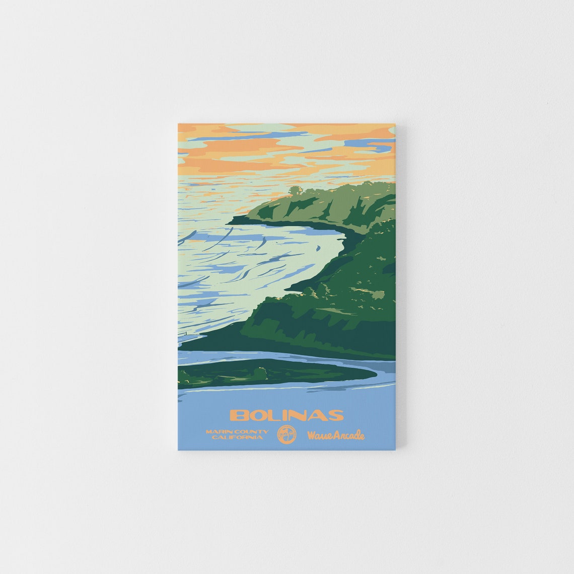 Bolinas Surf Spot Marin County California Green Headlands Cove Poster
