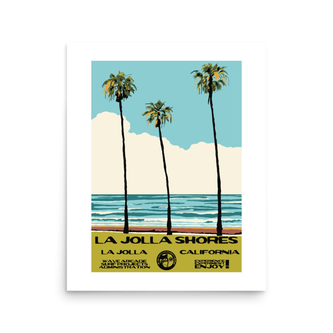 La Jolla Shores California Three Palms Beach Surf Poster Vintage Style - Image 2
