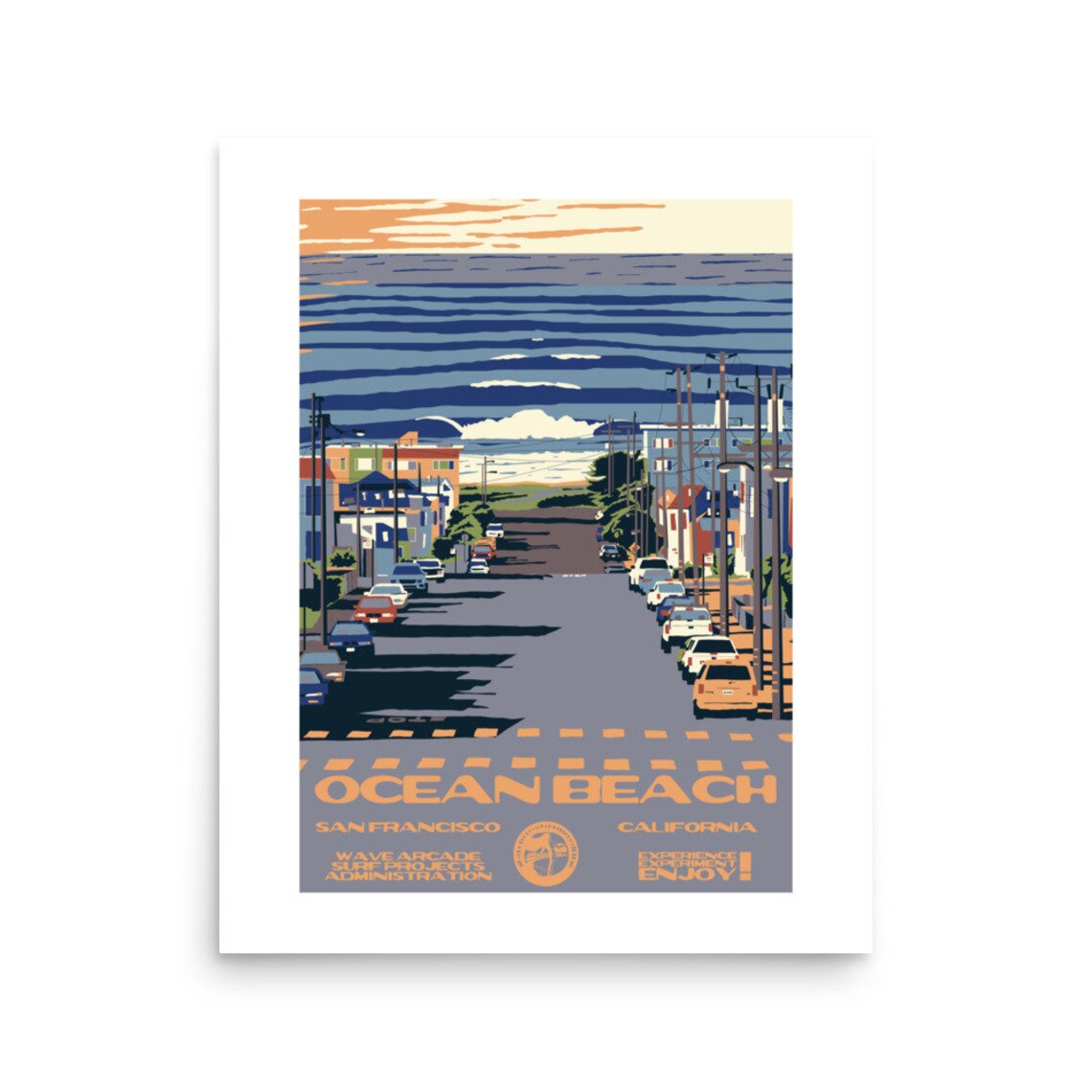 Copy Ocean Beach San Francisco Ca Surf Poster National Parks Style - Image 2