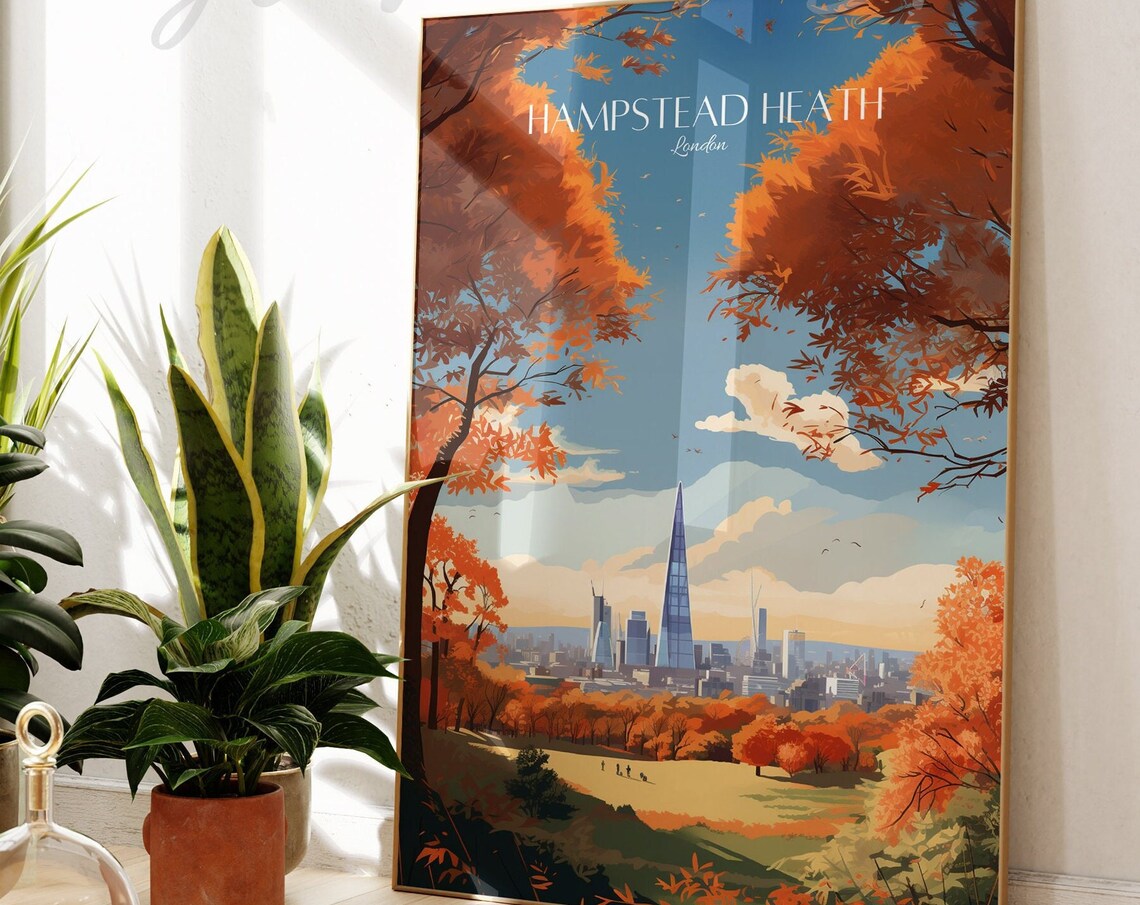 Hampstead Heath London Modern Vintage Travel Poster