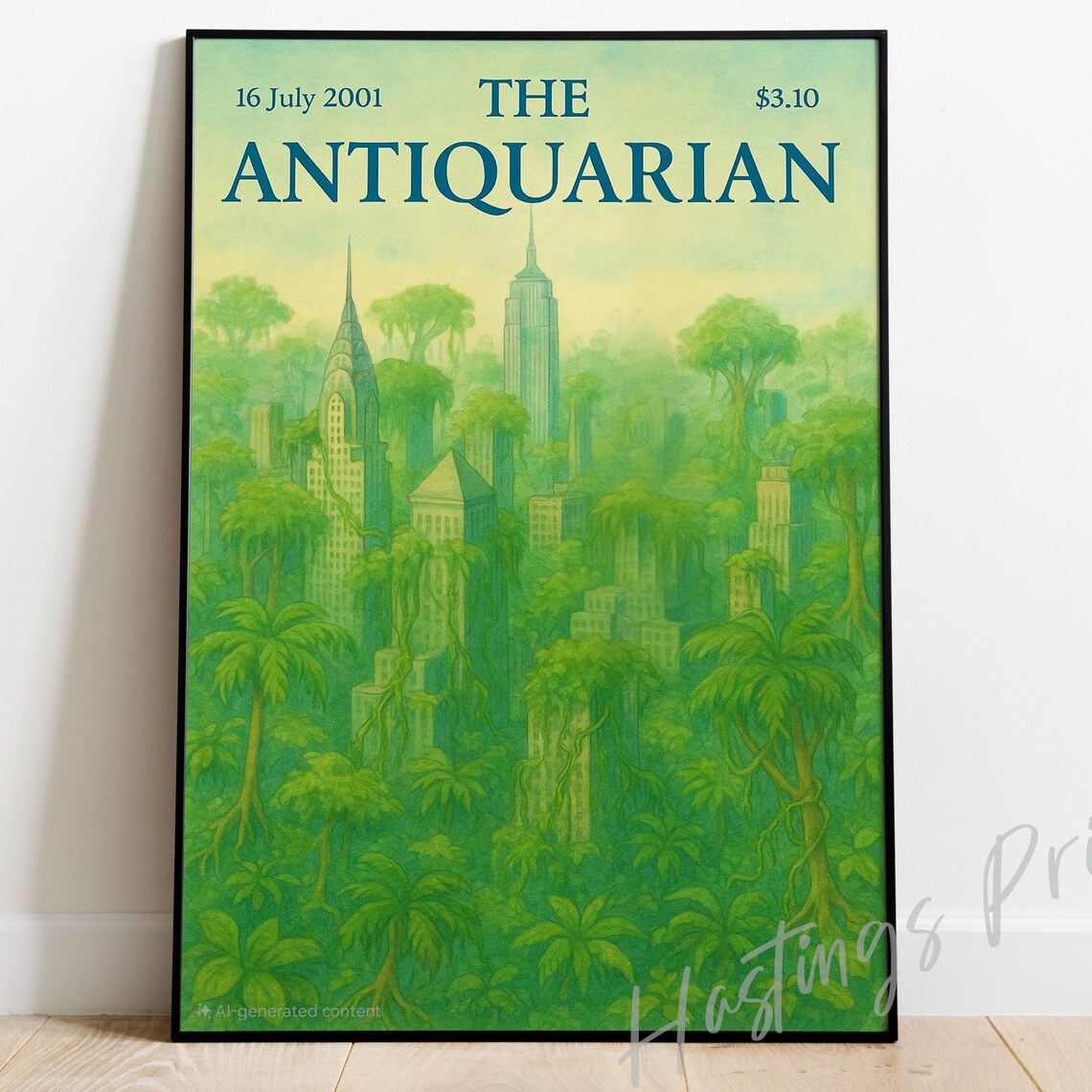 The Antiquarian Jungle City Overgrown Skyline Fantasy Cover Poster