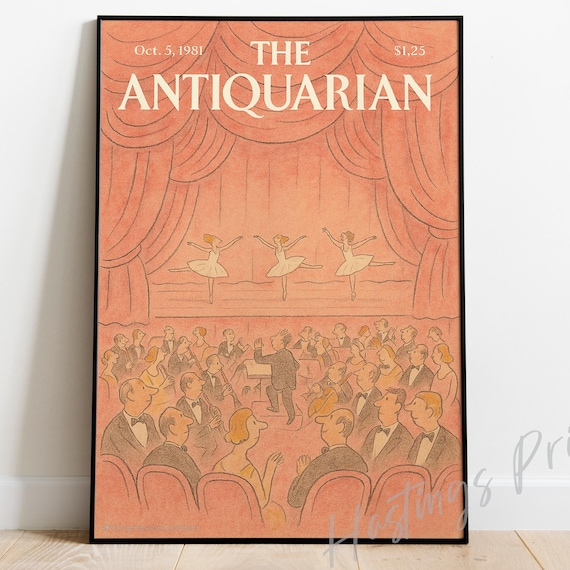 The Antiquarian 1981 Ballet Stage Orchestra Magazine Cover Art Poster