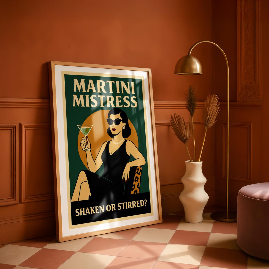 Martini Mistress Shaken Or Stirred Retro Pinup Cocktail Bar Poster