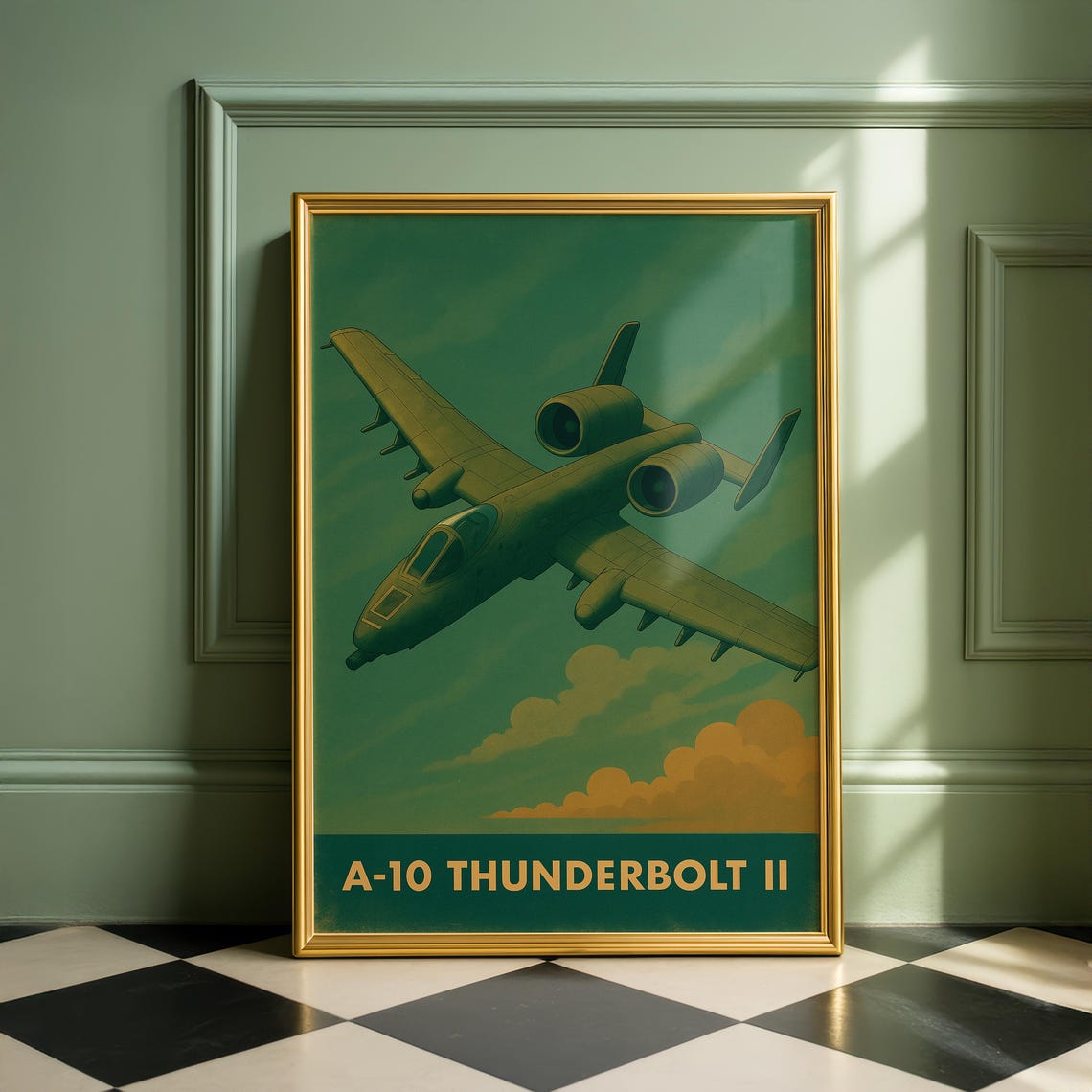 A-10 Thunderbolt II Fighter Jet Sky Heroic Vintage Aviation Poster