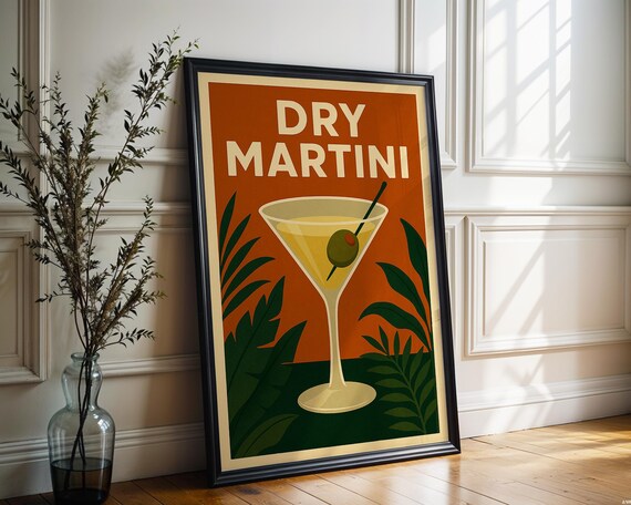 Dry Retro Cocktail Print, Vintage Bar Art