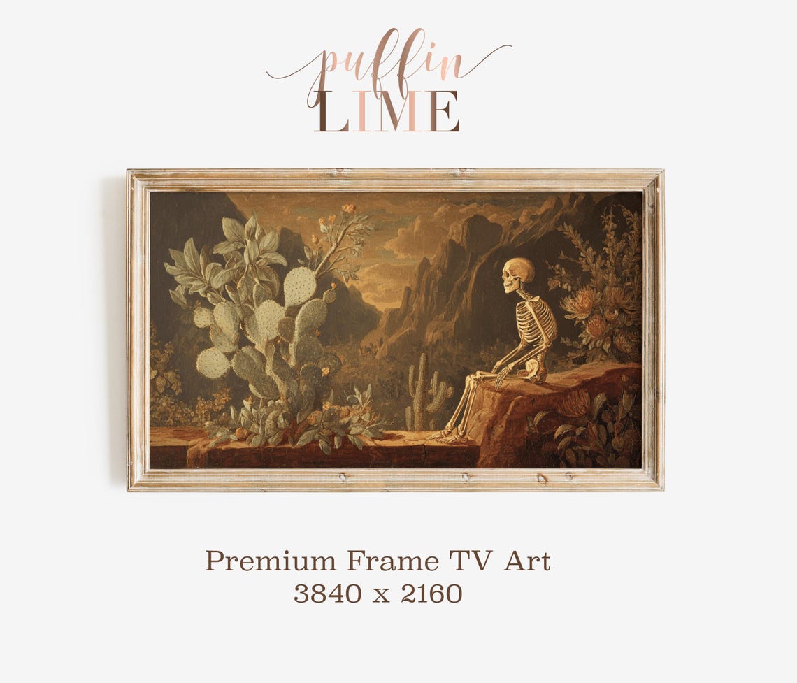 Samsung Frame Tv Art Cactus Skeleton Desert Scene Bonus File