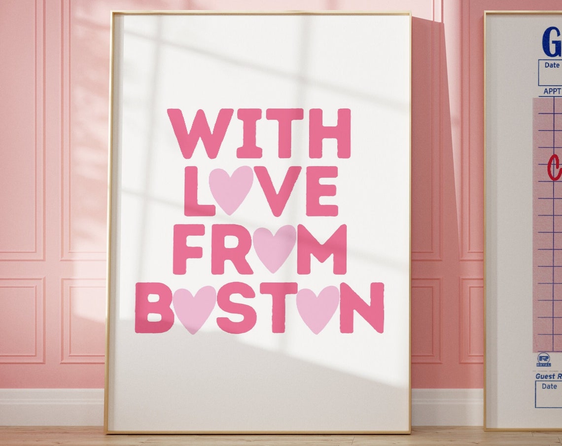 Boston Wall Art Massachusetts Travel Print Boston Cityscape Home Decor Preppy New England Art Custom City Art Downtown Girl Art Print
