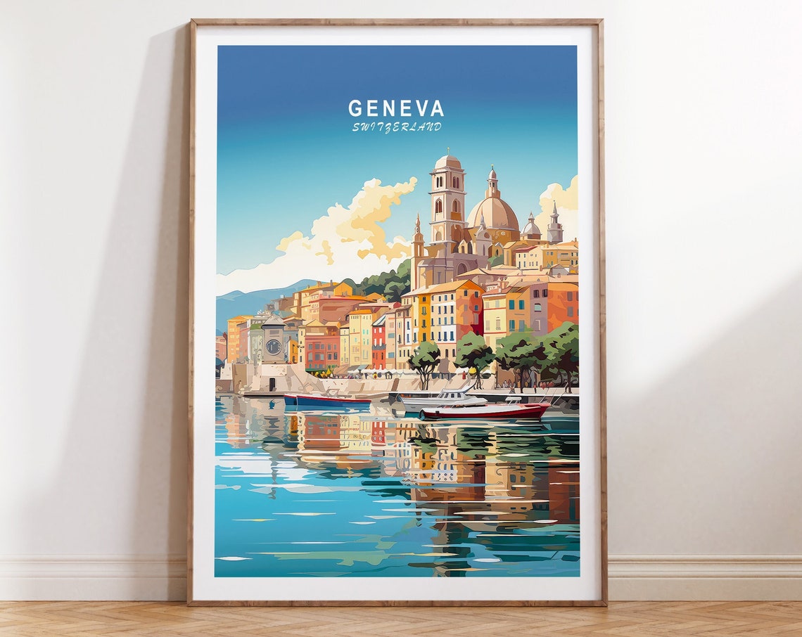 Geneva Travel Print Geneva Switzerland Travel Poster Geneva Travel Wall Art Switzerland City Wall Art Birthday Gifts