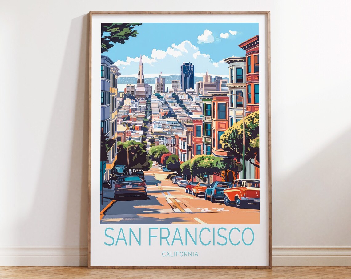 San Francisco Travel Poster, California Travel Art Print