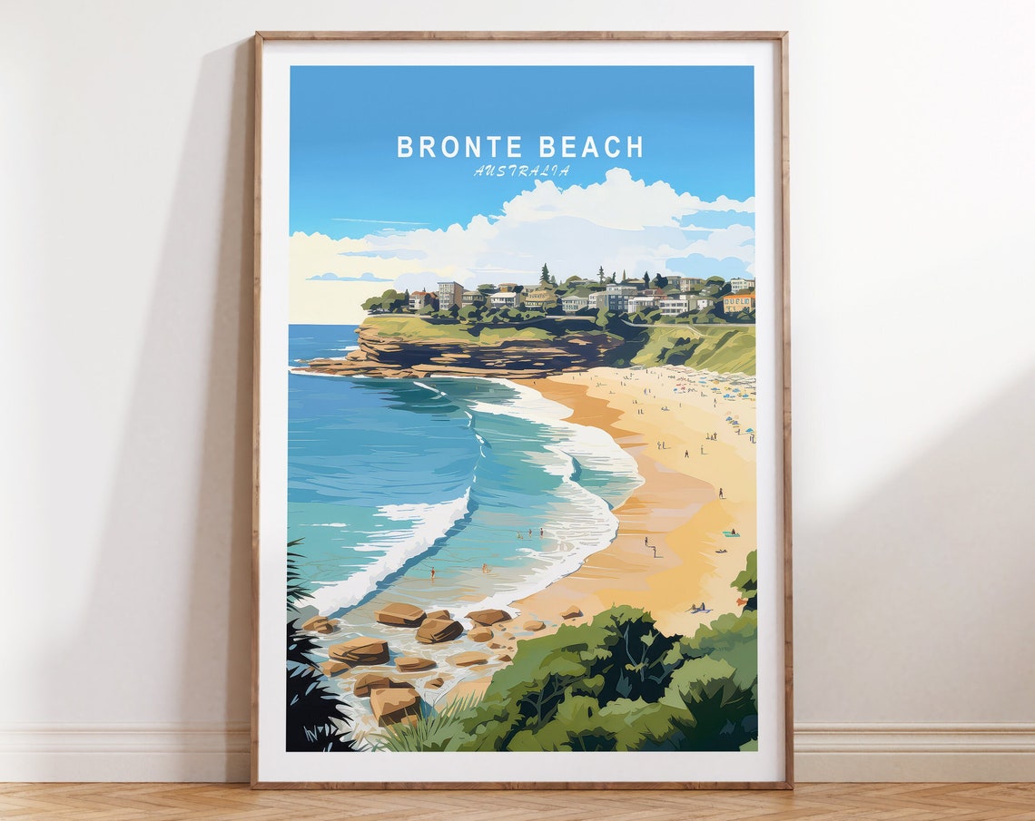 Bronte Beach Australia Coastal Cliffs Ocean View Travel Poster