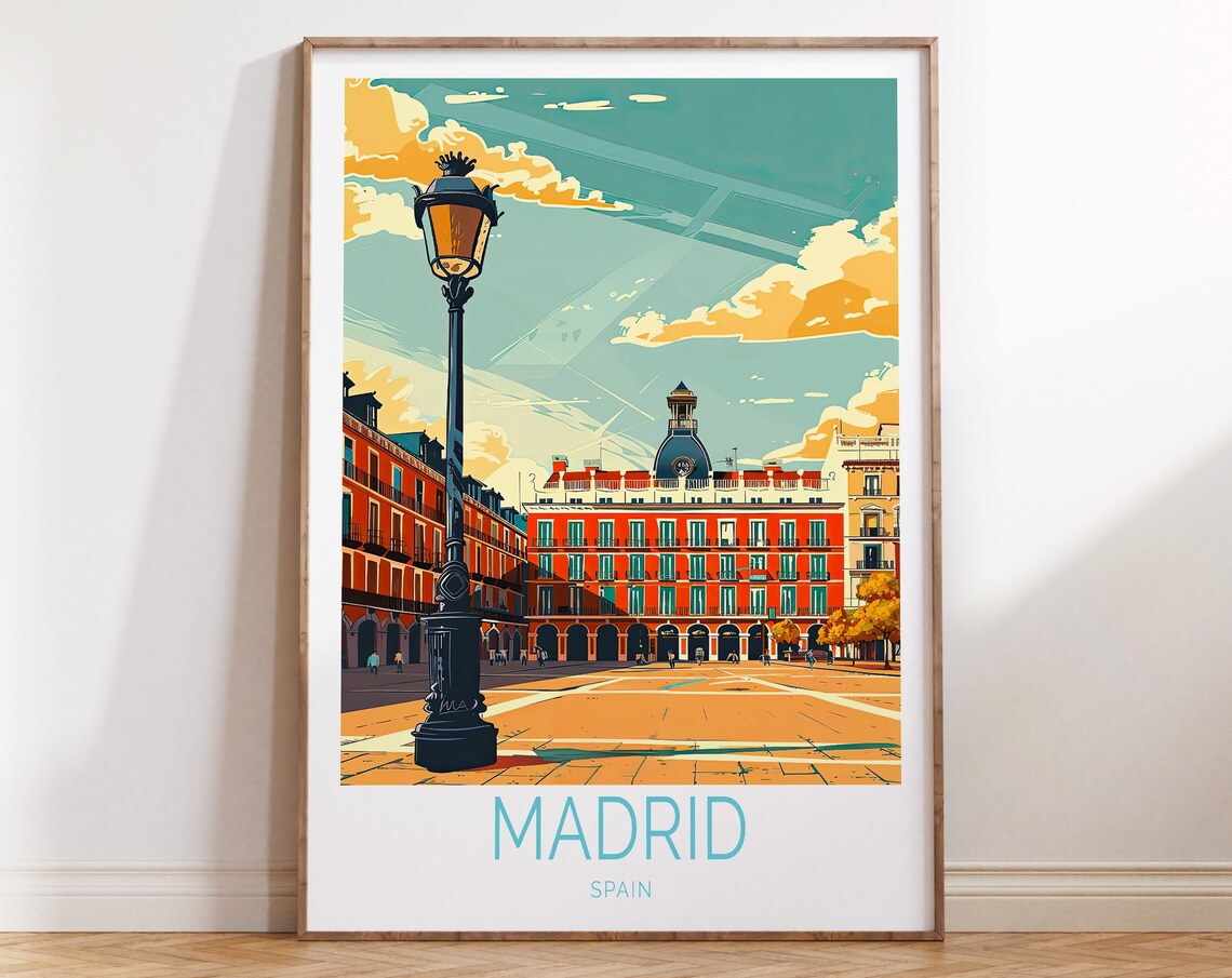 Madrid Spain Travel Poster, City Travel Art Print