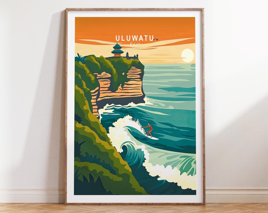Uluwatu Travel Poster Uluwatu Bali Wall Art Print Bali Surf Poster Uluwatu Coast Print Wedding Personalised Gifts