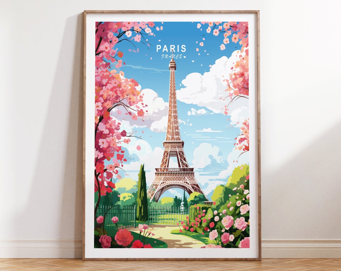 Paris France Travel Poster Eiffel Tower Paris Poster Paris Travel Print Eiffel Tower Wall Art Poster Paris France Gifts Birthday Gifts