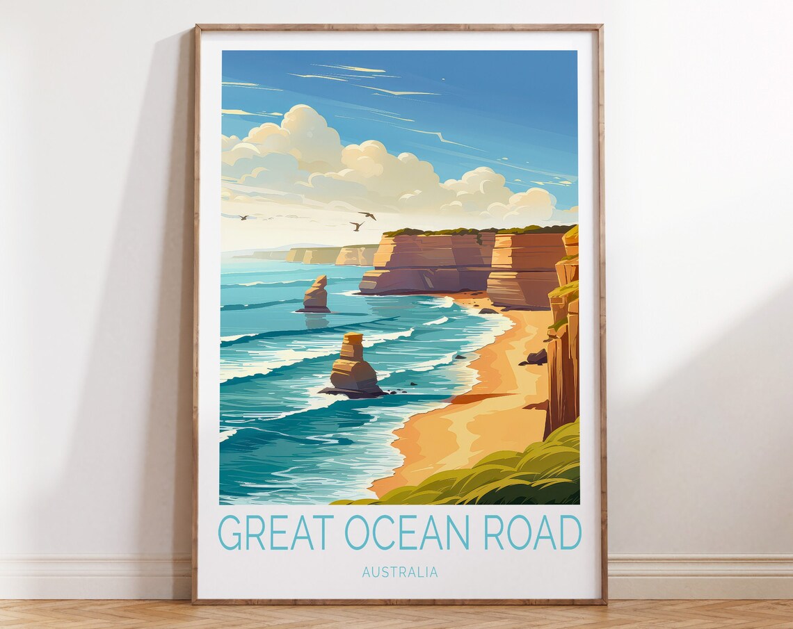 Great Ocean Road Travel Poster, Australia Travel Art