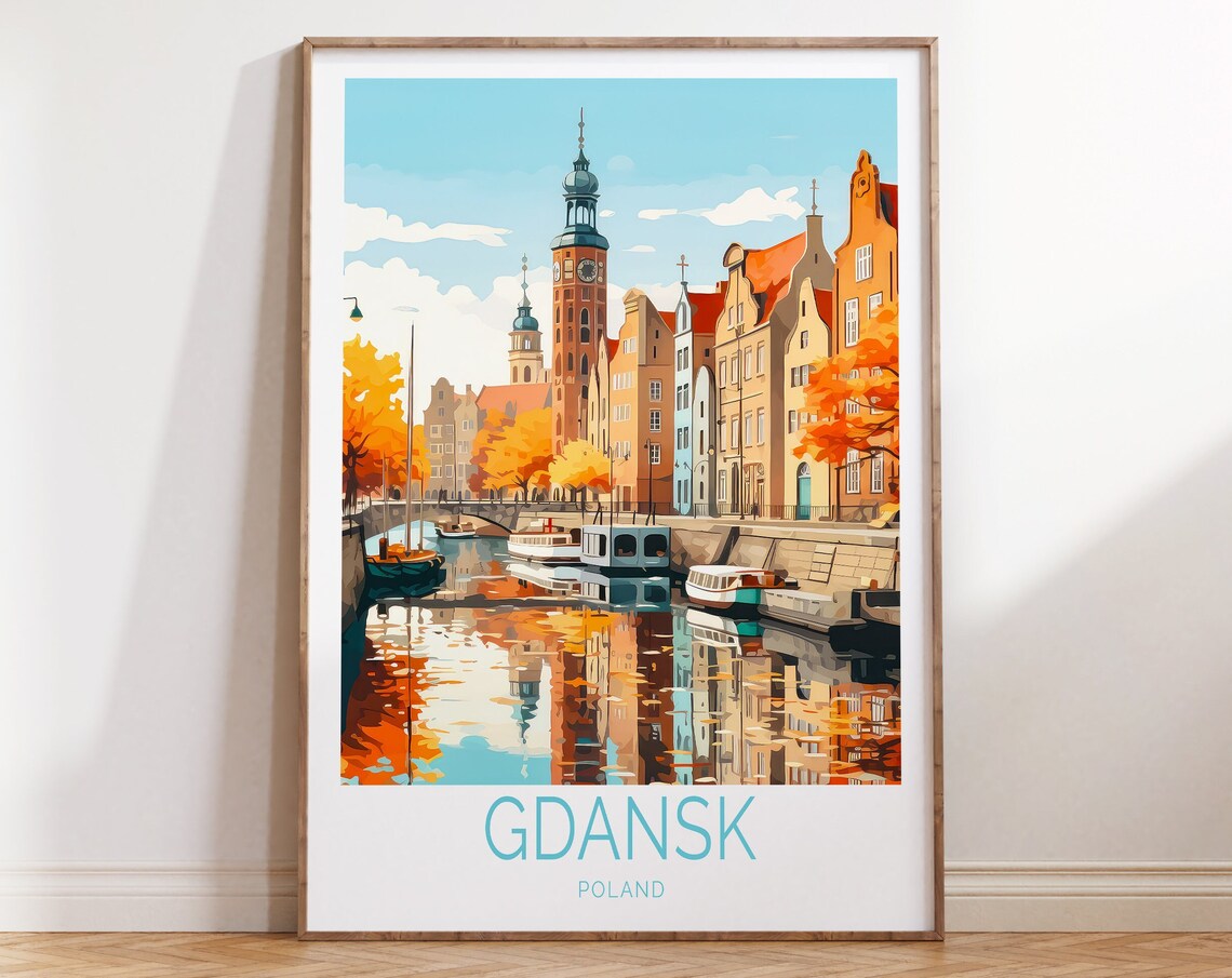 Gdańsk Poland Travel Poster, Europe Wall Art Print