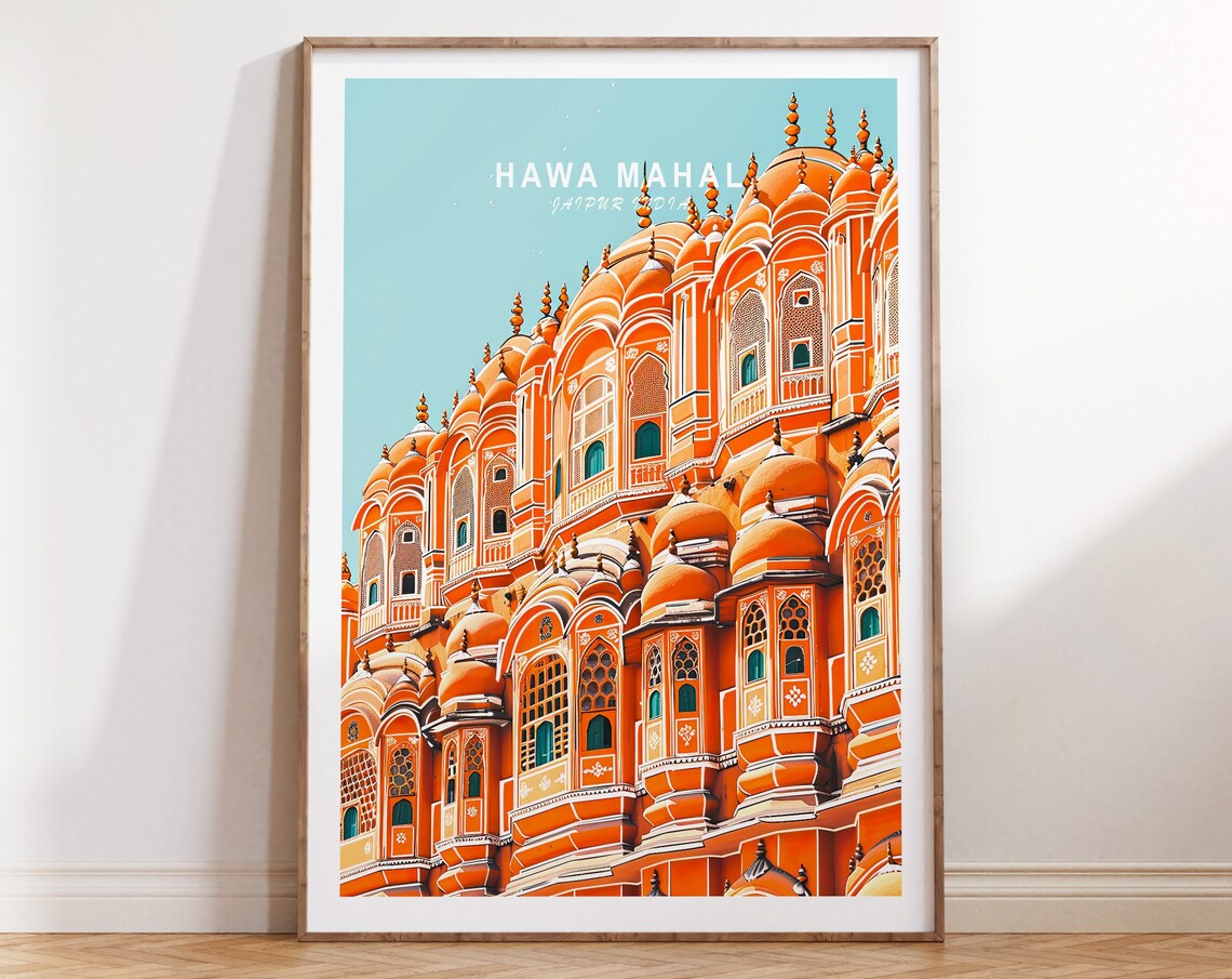 Hawa Mahal Palace of Winds Jaipur India Orange Facade Travel Poster