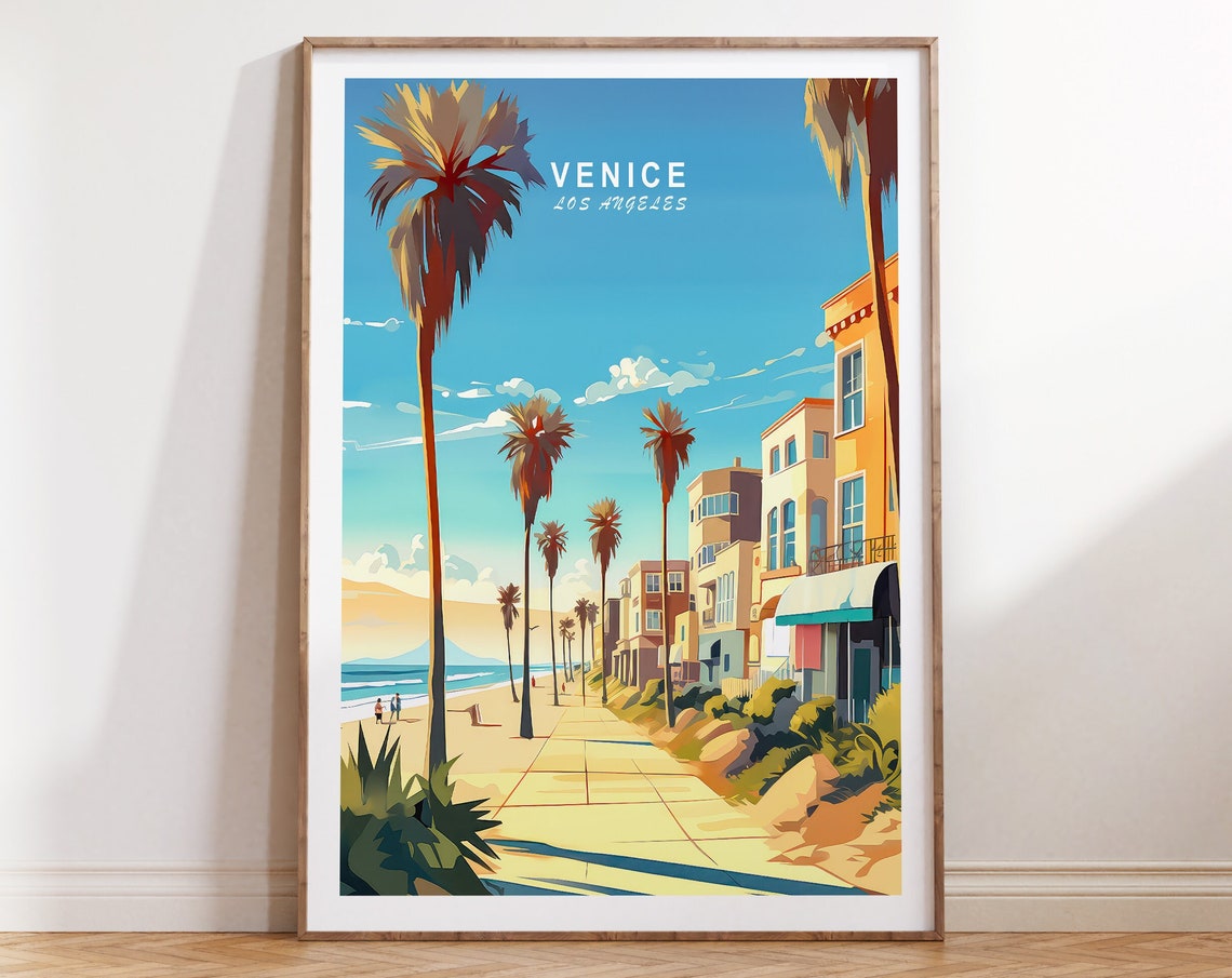 Venice Los Angeles Travel Poster Venice California Travel Wall Art Venice Beach Traditional Travel Print Los Angeles Gifts Birthday Gift