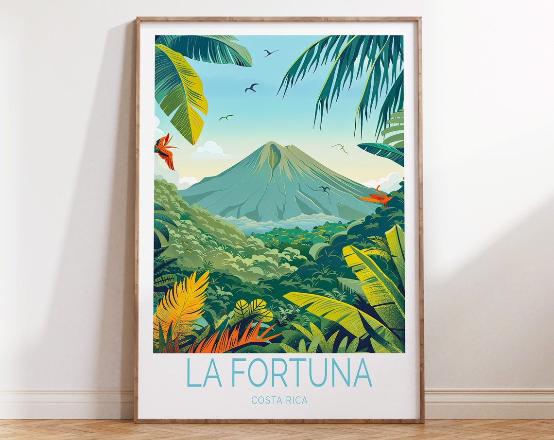 La Fortuna Travel Poster Costa Rica Wall Art La Fortuna Costa Rica Print Costa Rica Island Poster Personalised Gifts