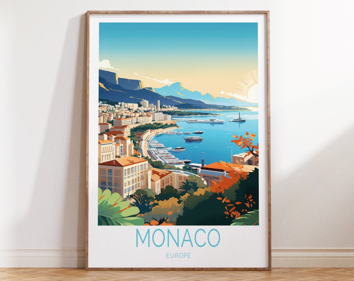 Monaco Travel Poster Monaco Europe Poster Monaco Europe Wall Art Monaco Europe French Riviera Travel Gifts Europe Gifts