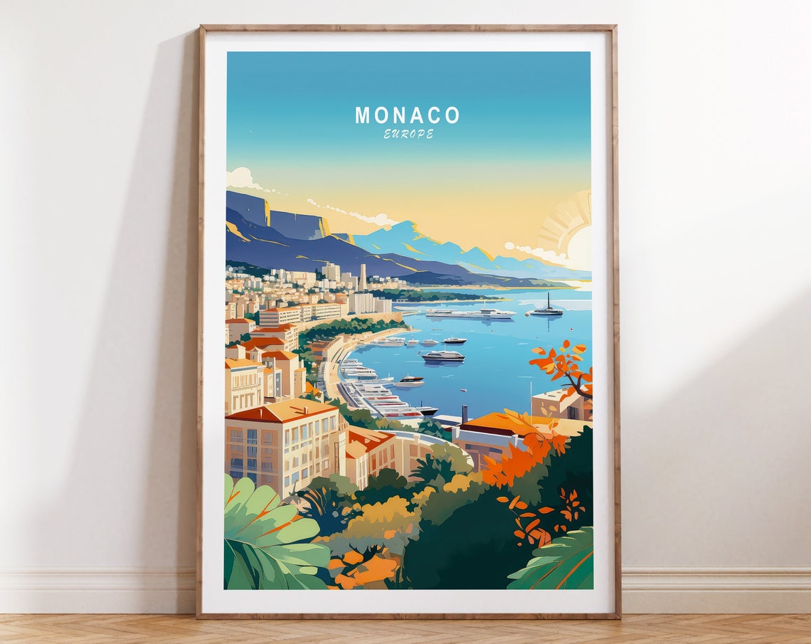 Monaco Art Travel Poster Monaco Poster Europe Travel Poster Monaco Wall Art Travel Poster Europe French Riviera Travel Gifts