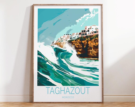 Taghazout Travel Print Morocco Coast Poster Taghazout Surf Wall Art Travel Poster Birthday Personalised Gifts