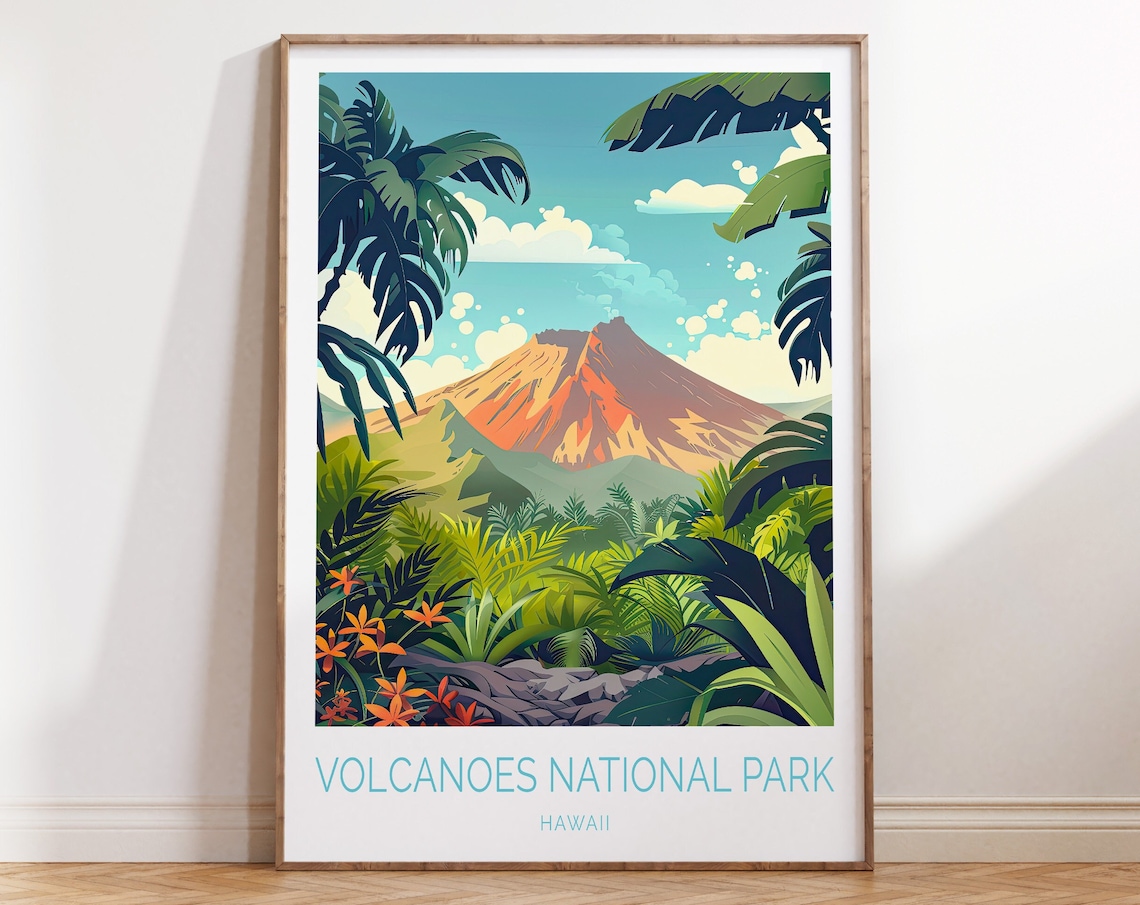 Volcanoes National Park Travel Poster, Hawaii