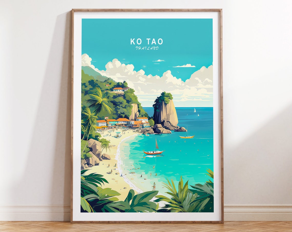 Ko Tao Thailand Travel Poster Ko Tao Poster Ko Tao Travel Wall Art Tropical Island Decor Thailand Travel Prints Ko Tao Gifts