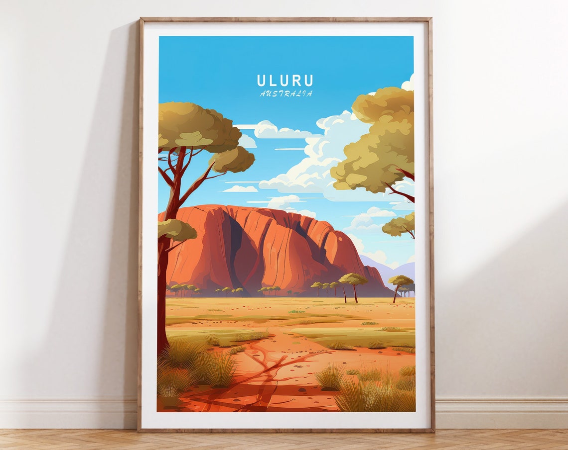 Uluru Travel Poster Australia Travel Poster Uluru Travel Wall Art Uluru Traditional Travel Print Uluru Australia Travel Gifts