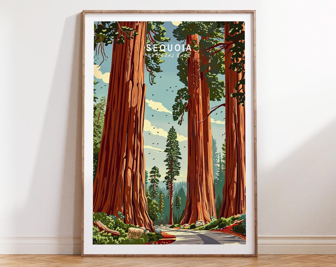 Sequoia National Park Travel Poster, Forest Art Print