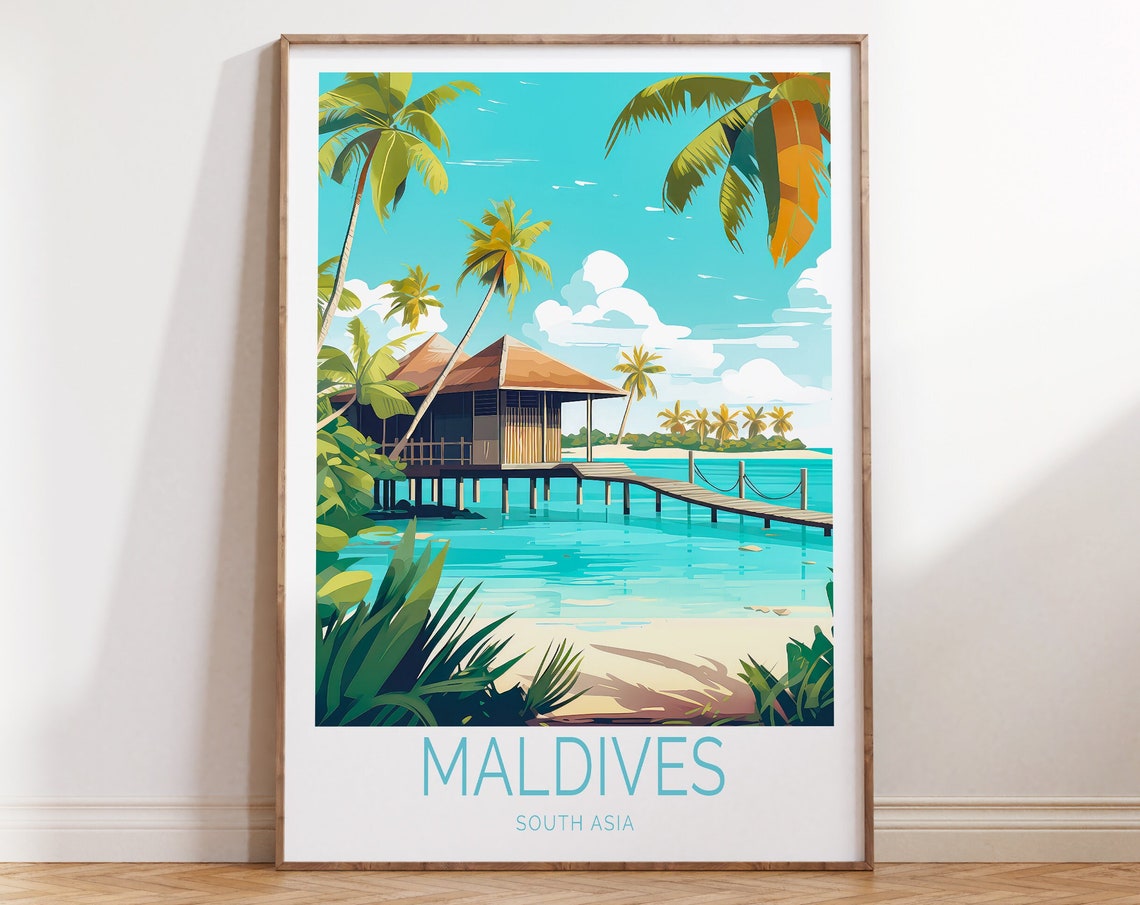 Maldives Travel Poster Maldives South Asia Poster Maldives Travel Print Wall Art Maldives South Asia Travel Print South Asia Gifts
