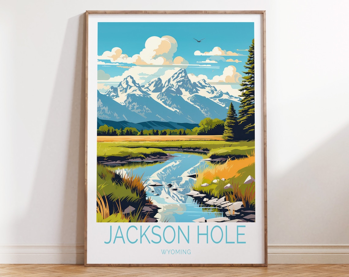 Jackson Hole Travel Poster, Wyoming Travel Poster