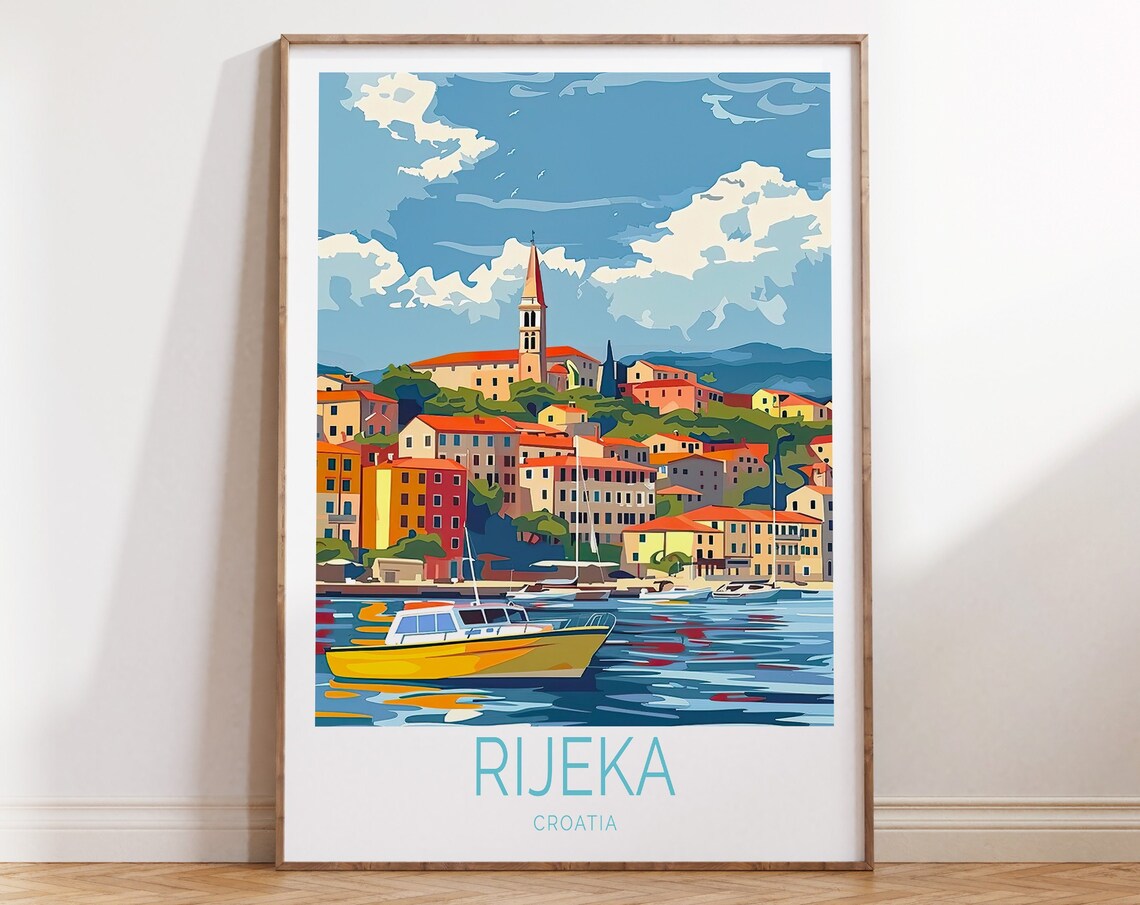 Rijeka Croatia Travel Poster Croatia City Wall Art Rijeka Coast Print Europe Poster Wedding Gifts Personalised Present
