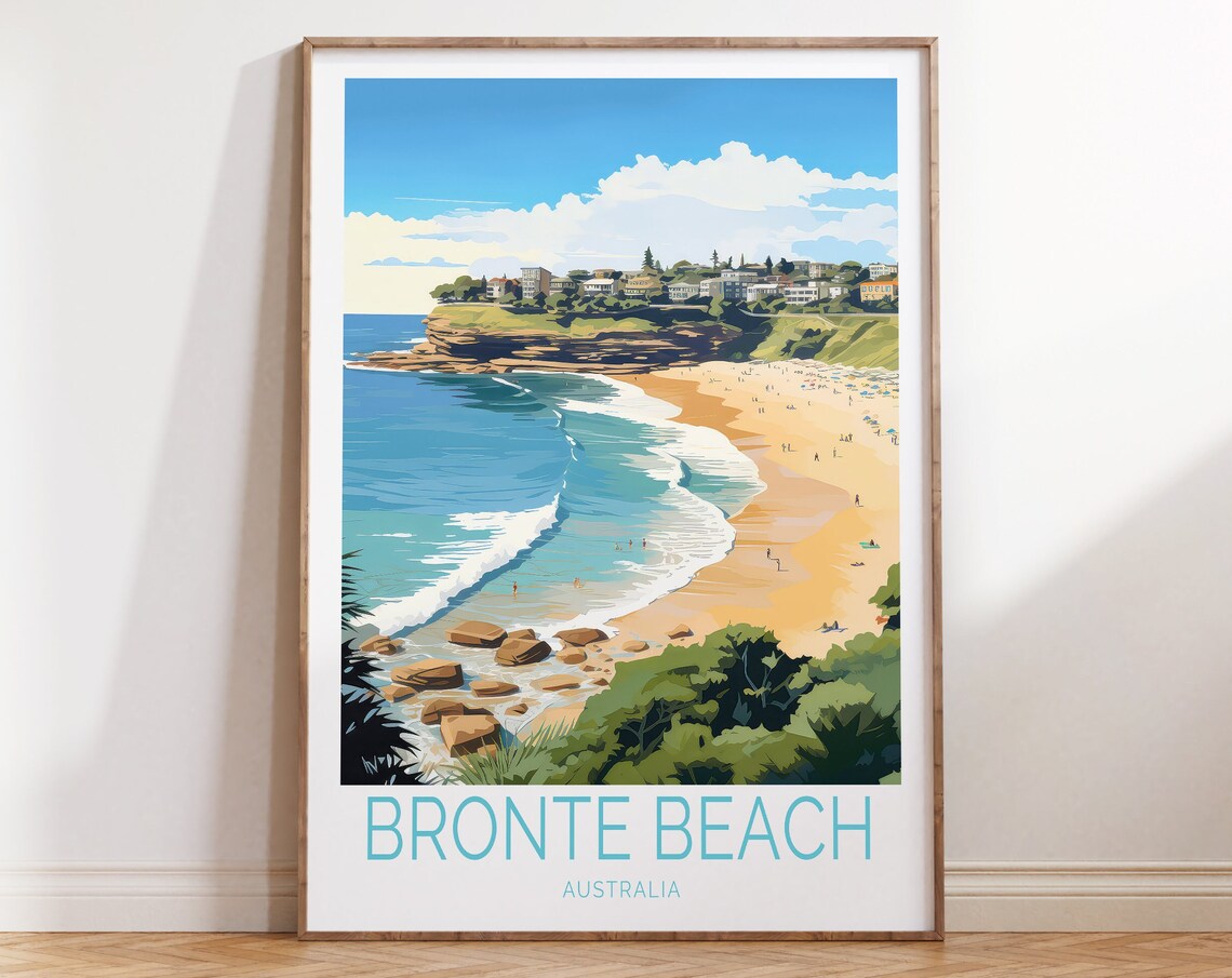 Bronte Beach Australia Sydney Coast Waves Sandy Shore Travel Poster