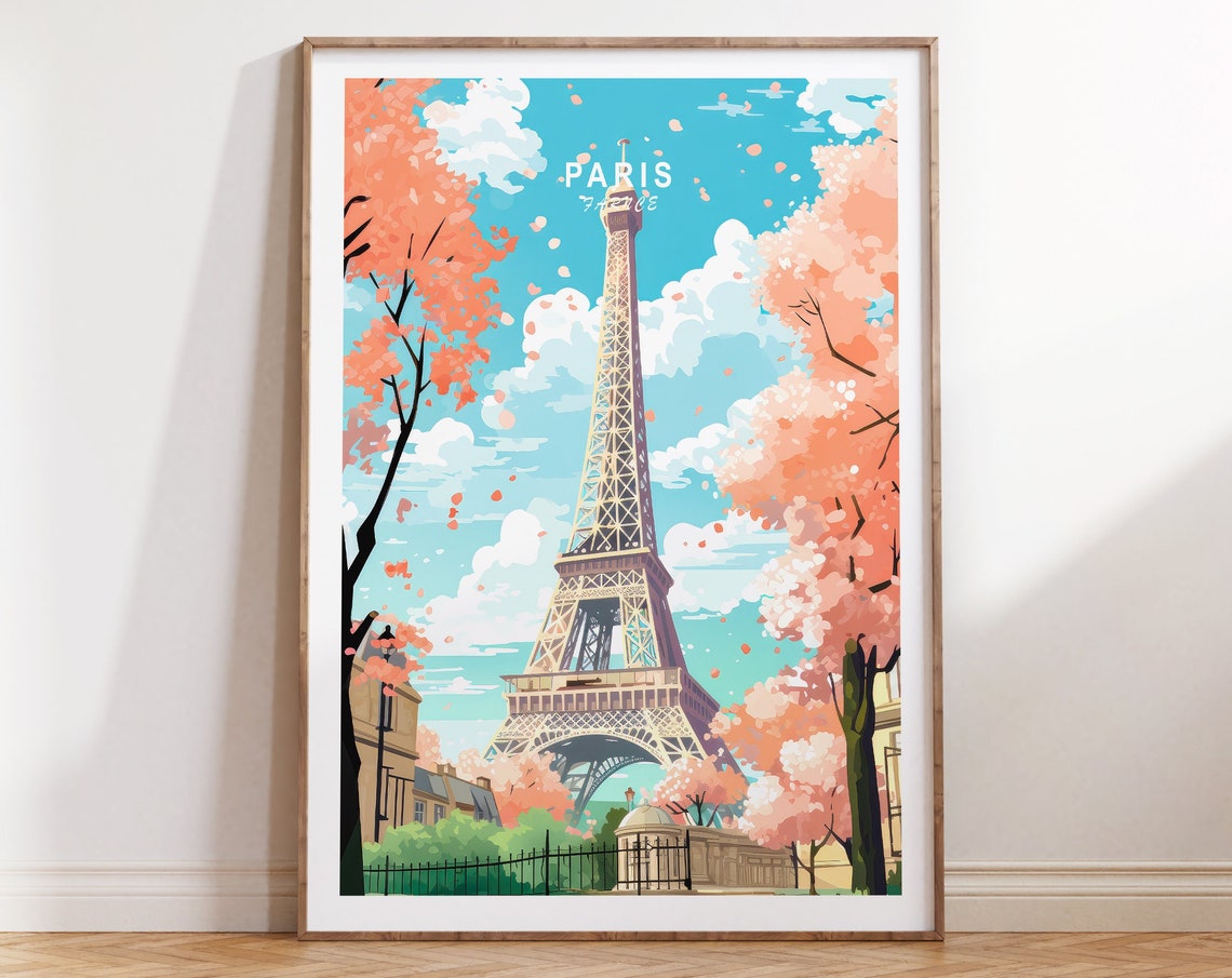 Paris France Travel Poster Eiffel Tower Paris France Poster Europe Travel Poster Paris Travel Print Paris France Gift Birthday Gifts