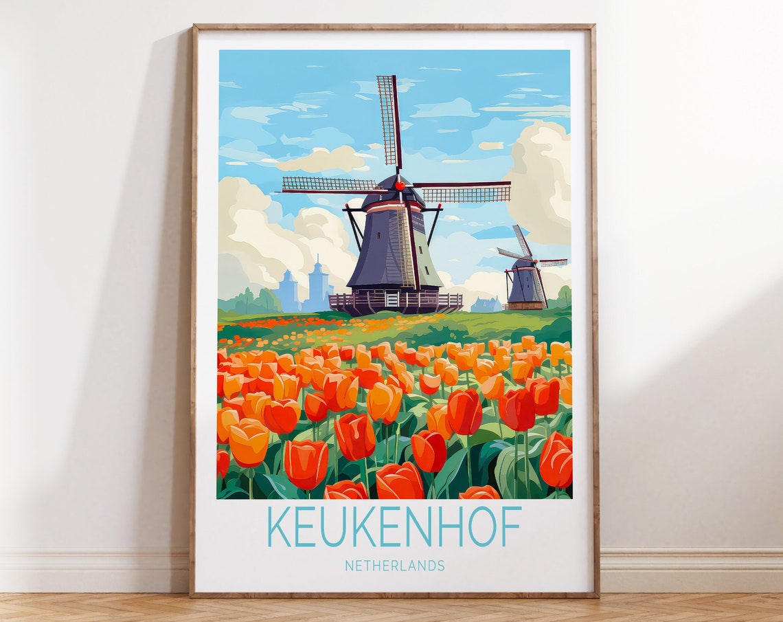Keukenhof Botanical Garden Travel Poster Lisse Netherlands Travel Wall Art Keukenhof Botanical Garden Travel Gift