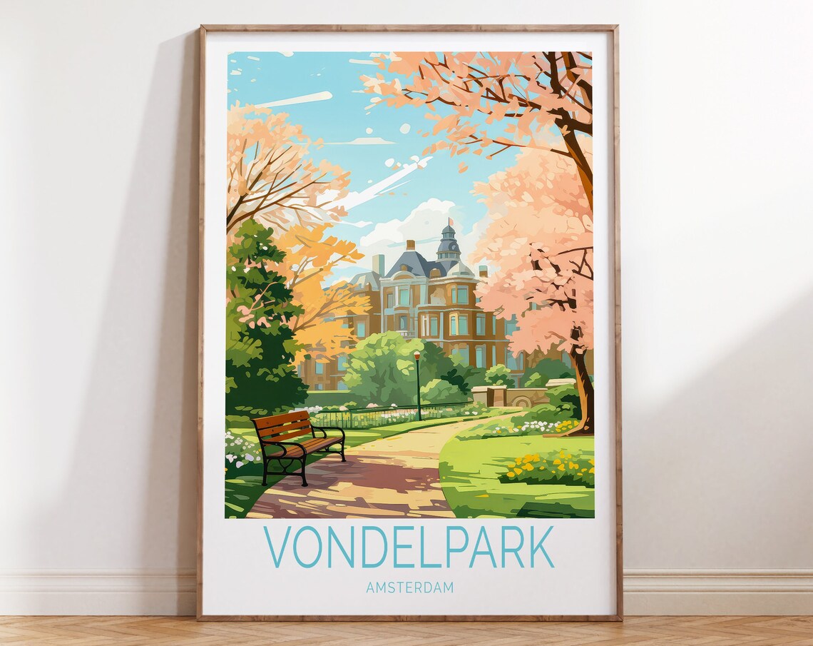 Vondelpark Amsterdam Travel Poster, Netherlands