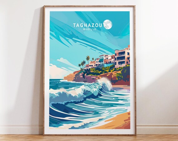 Taghazout Morocco Print Taghazout Coast Poster Taghazout Morocco Surf Wall Art Travel Poster Birthday Personalised Gifts