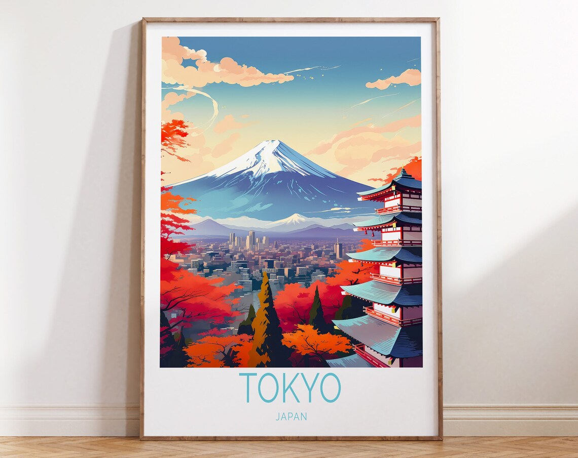 Tokyo Japan Travel Poster, Asia Wall Art Print
