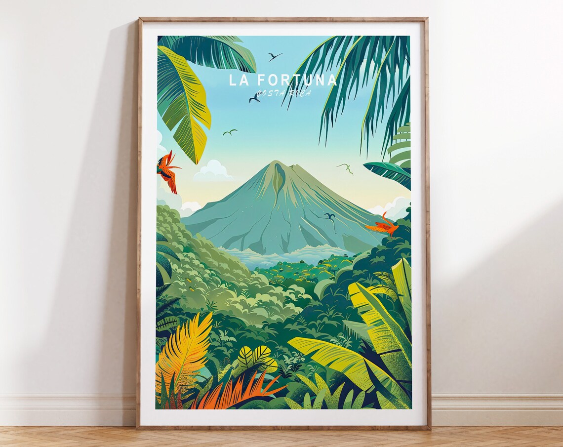 La Fortuna Costa Rica Travel Poster, Wall Art Print