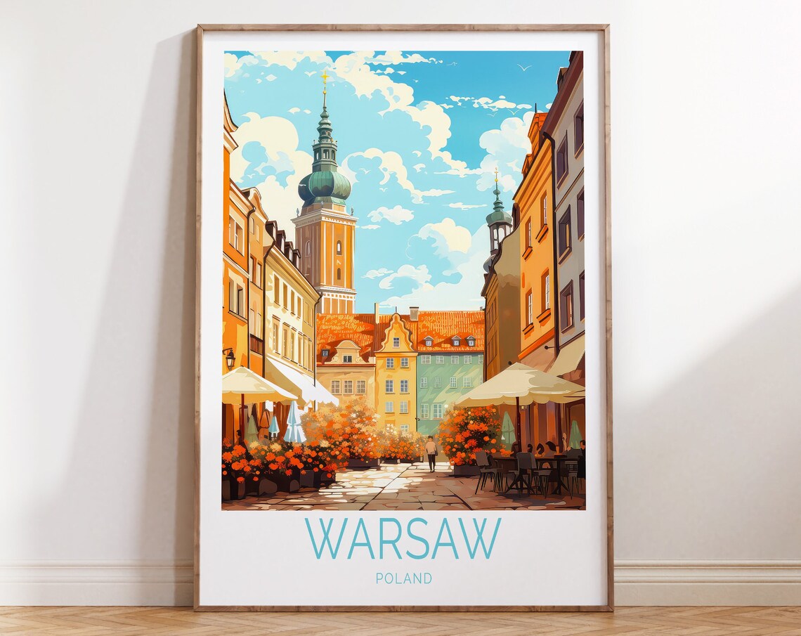 Warsaw Travel Poster, Poland Travel Wall Art