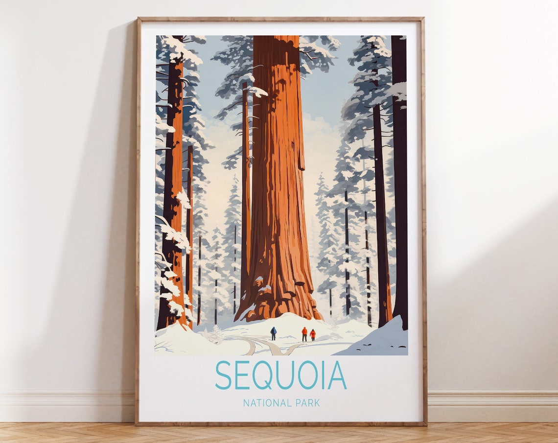 Sequoia National Park Winter Giant Snowy Redwood Forest Poster