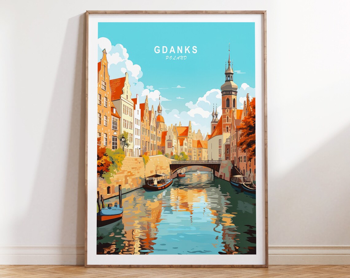 Gdansk Travel Poster, Poland Travel Art Print