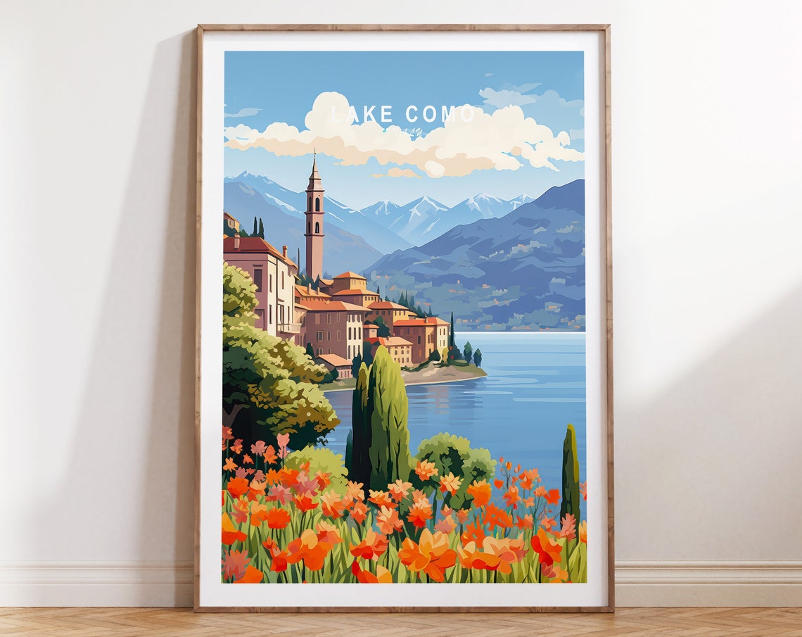Lake Como Travel Poster Italy Travel Poster Lake Como Travel Wall Art Lake Como Italy Travel Wall Art Lake Como Gifts Birthday Gifts