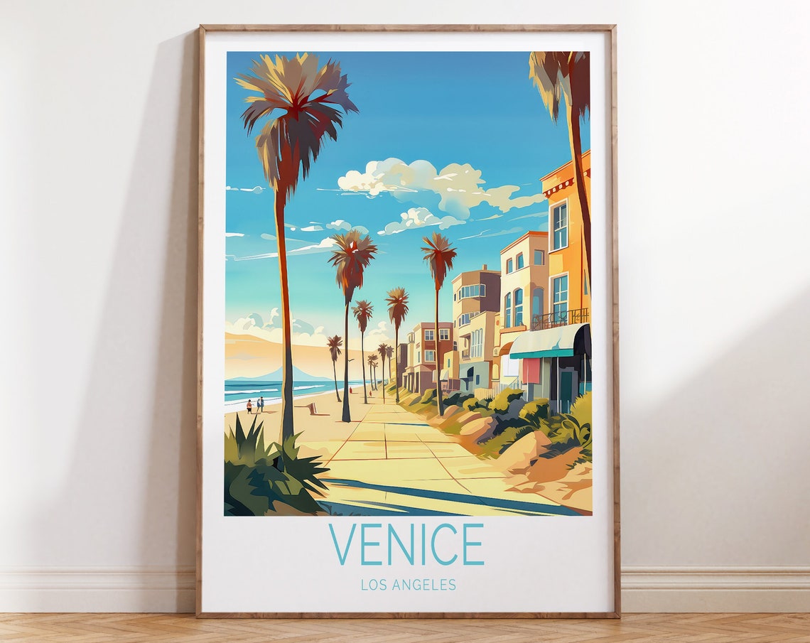 Venice Los Angeles Travel Poster Los Angeles Wall Art Venice Poster Venice Los Angeles Travel Gifts Los Angeles Gifts