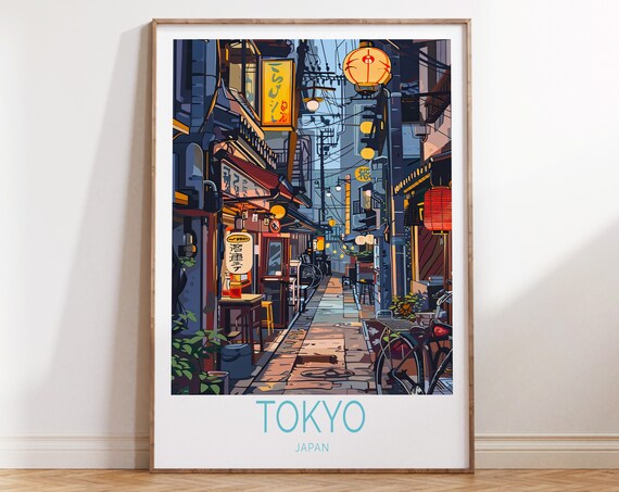 Tokyo Japan Travel Poster, Japanese City Wall Art