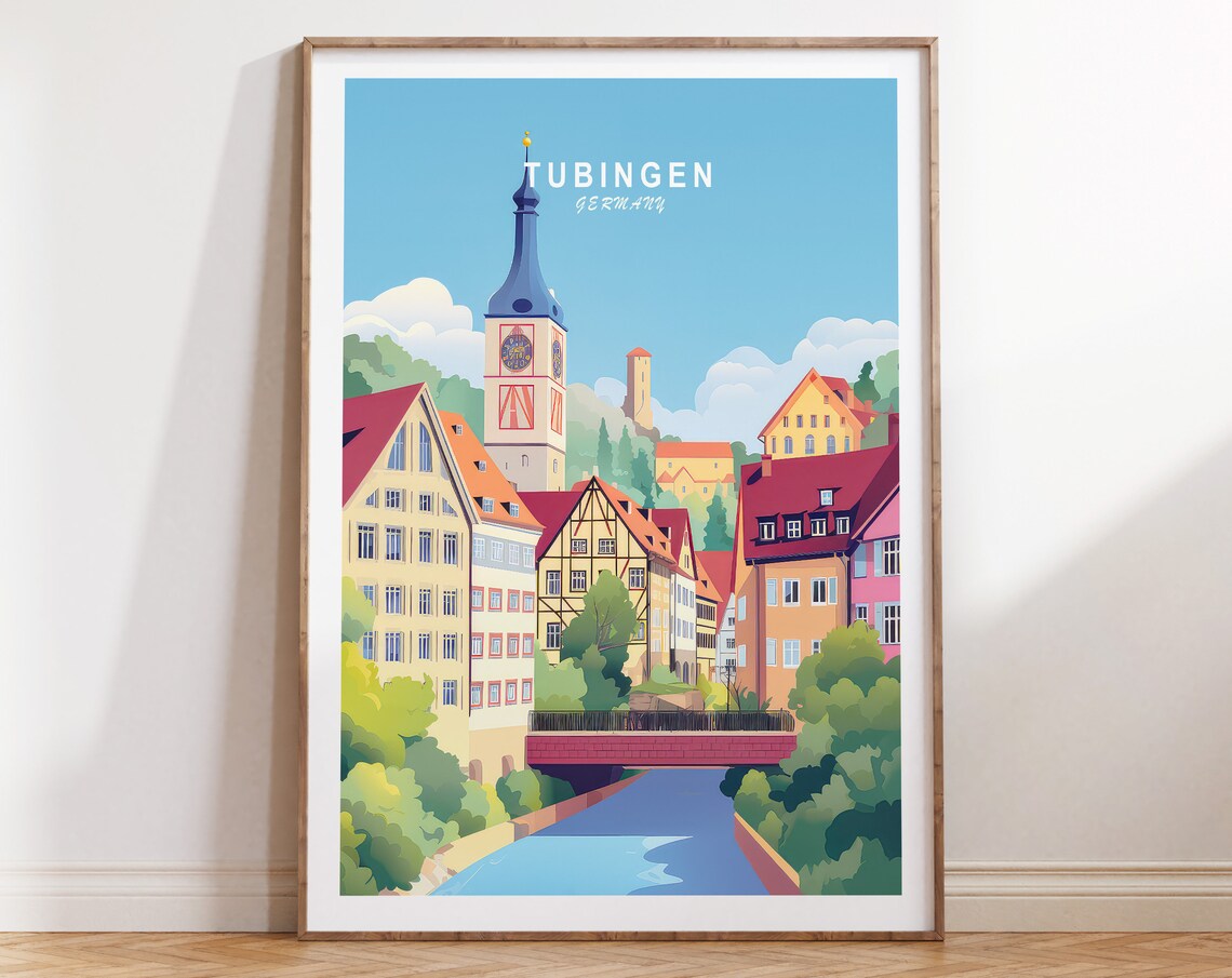 Tübingen Germany Travel Poster, Europe Wall Decor