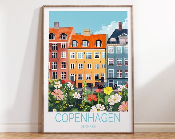Copenhagen Travel Poster, Denmark Travel Art Print