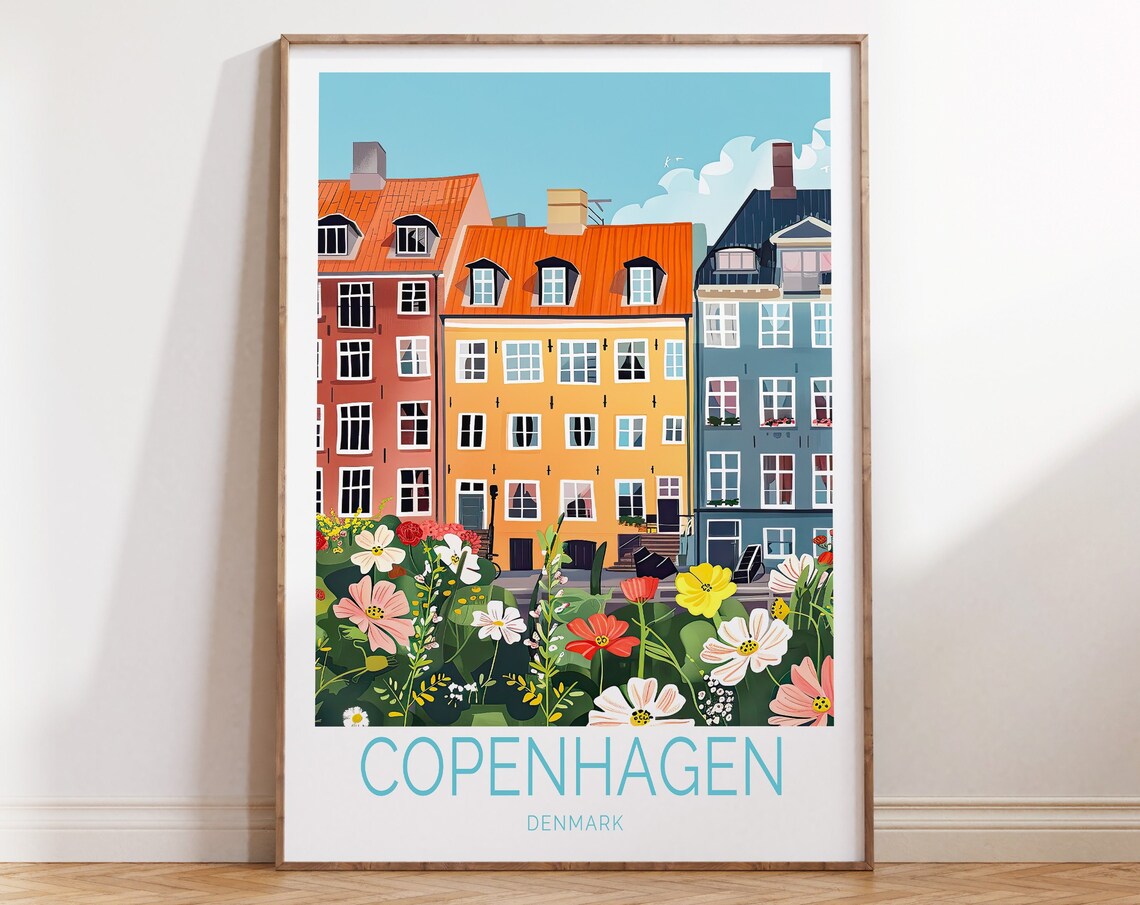 Copenhagen Travel Poster, Denmark Travel Art Print