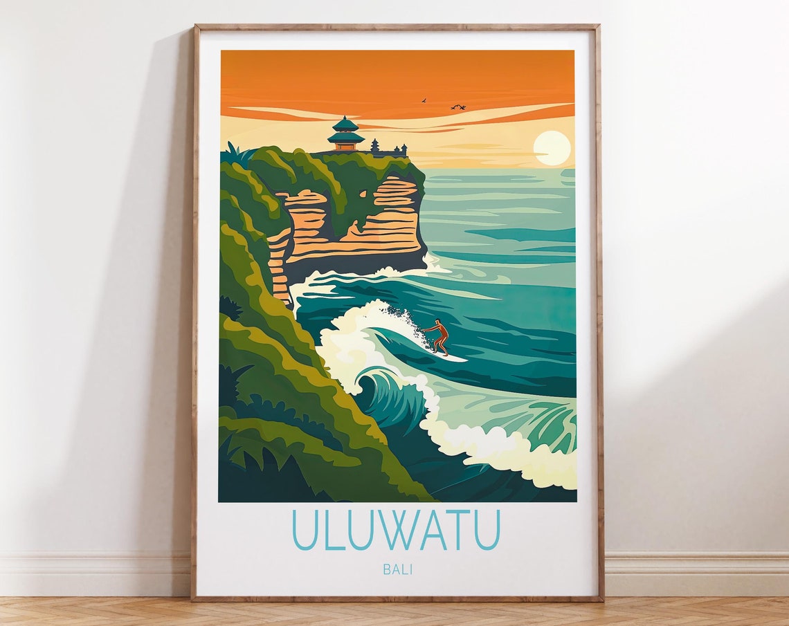 Uluwatu Poster Uluwatu Surf Poster Bali City Print Uluwatu Bali Travel Poster Surf Print Birthday Personalised Gifts